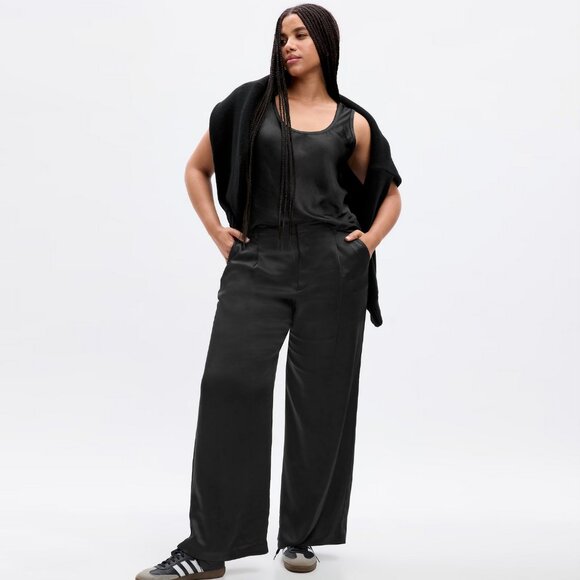 High Rise Pleated Satin Trousers NWOT - Picture 11 of 11